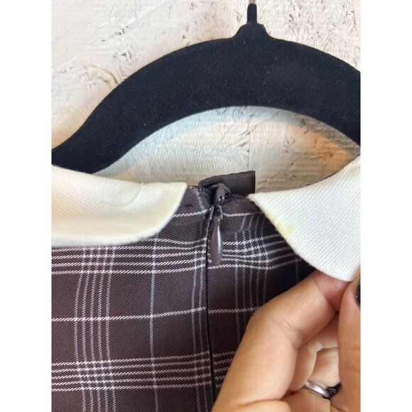 Charter Club Girl's Sz. 5 Brown White Plaid Dress White Collar Thanksgiving Fall - Picture 11 of 11